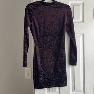 Velvet black and maroon long sleeve dress